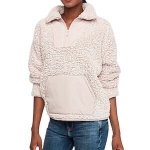 Express Dusty Rose Pink Sherpa Pullover Fleece Sweater Medium Cozycore